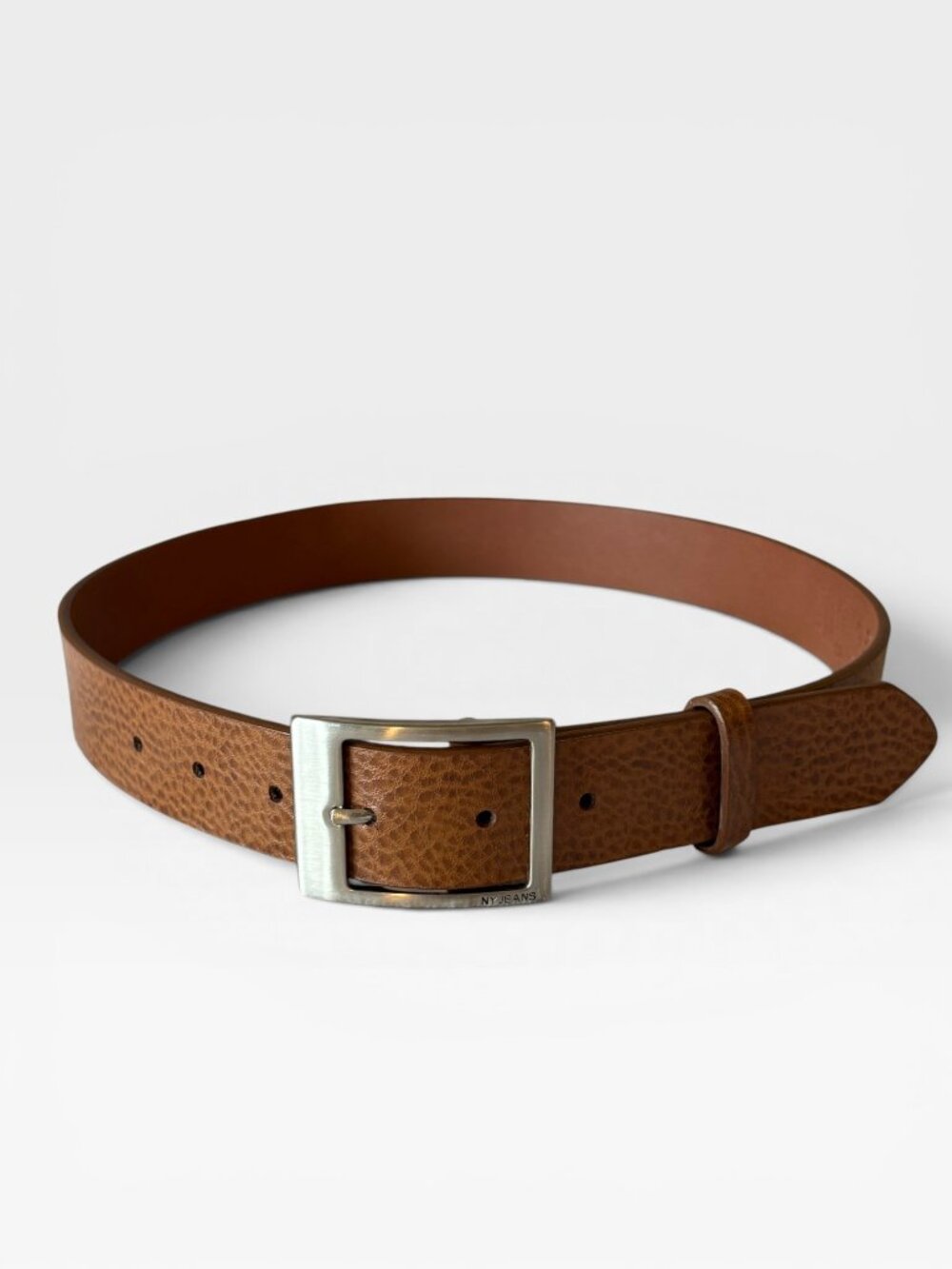 New York & Company Brown Textured Belt Silver Buckle Size Medium 37” - Picture 2 of 13